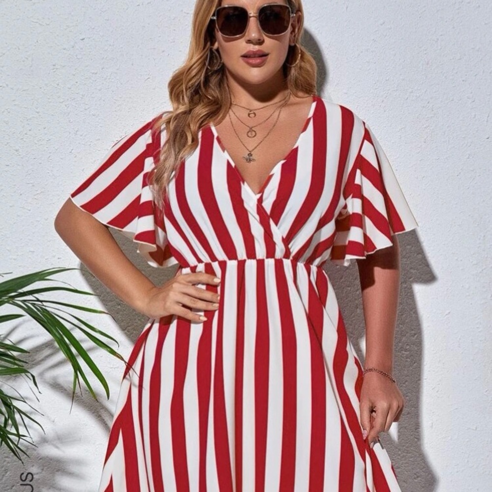 Shein Curve+ Striped Surplice Front Dress